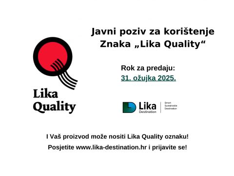 Lika destination - Javni poziv za korištenje Znaka ‘‘Lika Quality’’