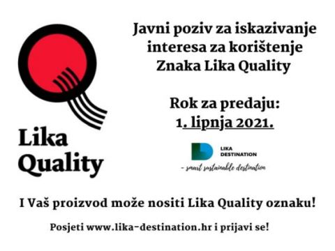 Lika destination - Javni poziv za iskazivanje interesa za korištenje Znaka “Lika Quality”
